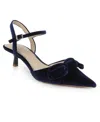 Jewel Badgley Mischka Ember Ankle Strap Pointed Toe Kitten Heel Pump In Blue
