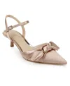 Jewel Badgley Mischka Ember Ankle Strap Pointed Toe Kitten Heel Pump In Neutral