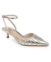 Jewel Badgley Mischka Fable Ankle Strap Pointed Toe Pump In Metallic