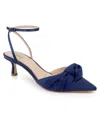 Jewel Badgley Mischka Favor Ankle Strap Pointed Toe Kitten Heel Pump In Blue
