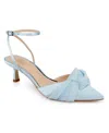 Jewel Badgley Mischka Favor Ankle Strap Pointed Toe Kitten Heel Pump In Blue