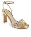 Jewel Badgley Mischka Fila Ankle Strap Platform Sandal In Gold