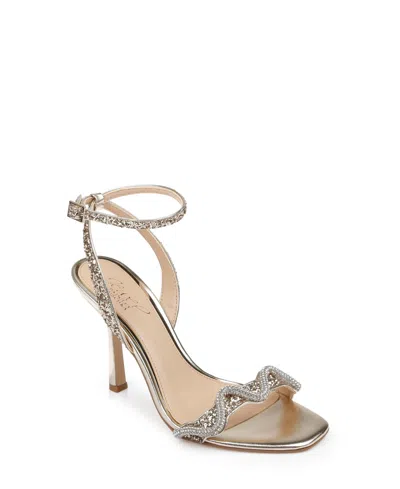 Jewel Badgley Mischka Women's Gemma Wavy Ornament Stiletto Evening Sandals In Gold Glitter