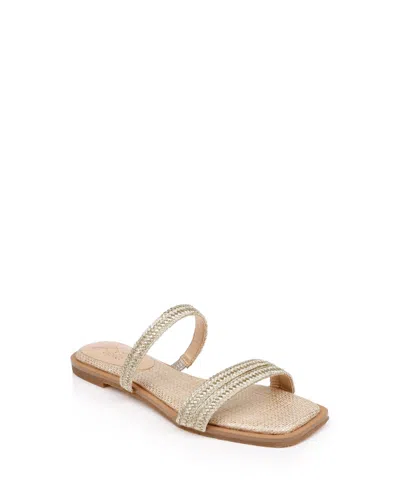 Jewel Badgley Mischka Women's Helena Evening Flat Sandals In Gold Metallic