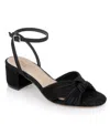 Jewel Badgley Mischka Women's Hudson Knot Block Heel Evening Sandals In Silver Plissee
