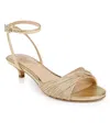 Jewel Badgley Mischka Women's Nance Kitten Heel Sandals In Gold Fabric