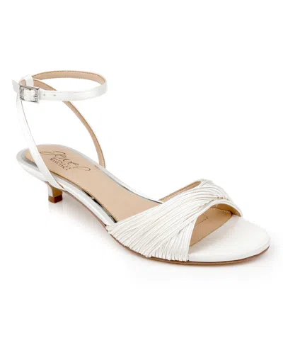 Jewel Badgley Mischka Women's Nance Kitten Heel Sandals In Ivory Satin