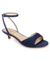 Jewel Badgley Mischka Women's Nance Kitten Heel Sandals In Navy Satin