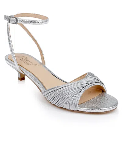 Jewel Badgley Mischka Women's Nance Kitten Heel Sandals In Silver