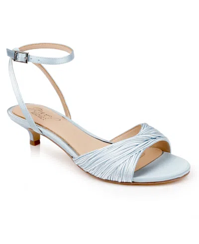 Jewel Badgley Mischka Women's Nance Kitten Heel Sandals In Sky Blue Satin