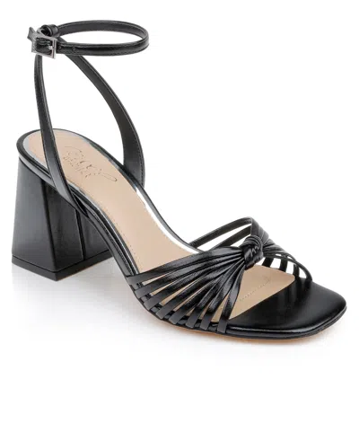 Jewel Badgley Mischka Women's Nariah Block Heel Sandals In Black Leather