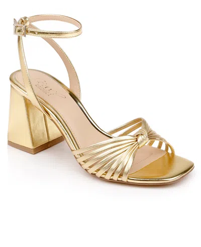 Jewel Badgley Mischka Women's Nariah Block Heel Sandals In Gold Leather