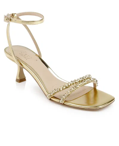 Jewel Badgley Mischka Women's Nayla Kitten Heel Dress Sandals In Gold Metallic