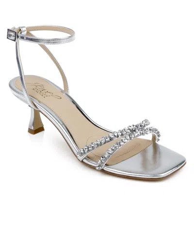 Jewel Badgley Mischka Women's Nayla Kitten Heel Dress Sandals In Silver Metallic