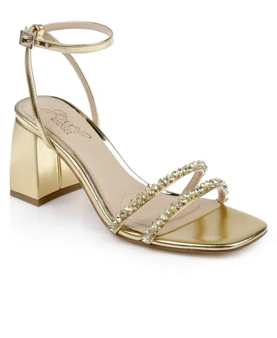 Jewel Badgley Mischka Women's Nella Block Heel Dress Sandals In Gold Metallic