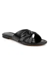 Jewel Badgley Mischka Women's Nicolet Flat Slide Sandals In Black Leather