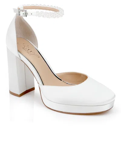 Jewel Badgley Mischka Women's Noble Bridal Block Heel Pumps In Ivory Satin