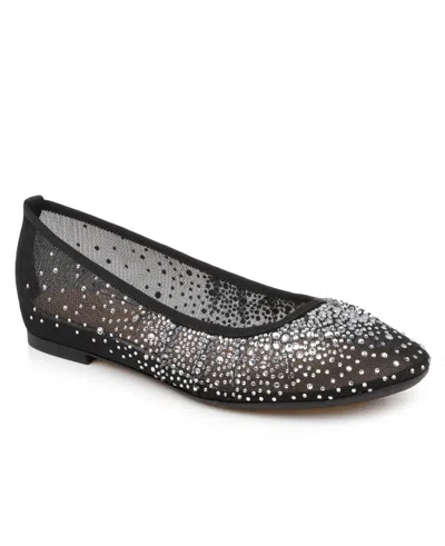 Jewel Badgley Mischka Women's Nuala Round Toe Dress Flats In Black Mesh