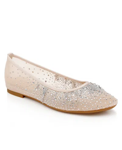 Jewel Badgley Mischka Women's Nuala Round Toe Dress Flats In Nude Mesh