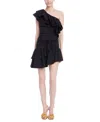 Jewel Badgley Mischka Women's One-shoulder Ruffled Sheath Dress In Black