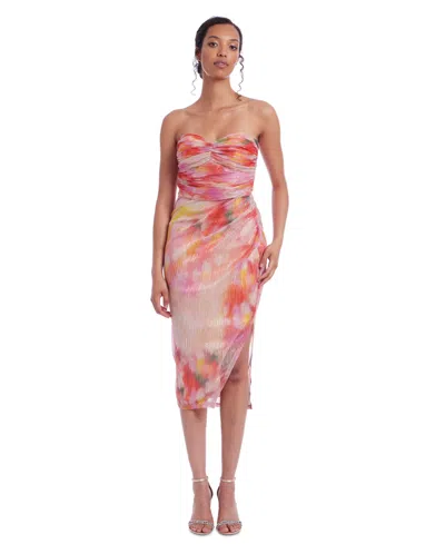 Jewel Badgley Mischka Women's Printed Strapless Sheath Dress In Pink Multi