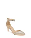 Jewel Badgley Mischka Robles Womens M Evening Kitten Heels In Gold Glitter