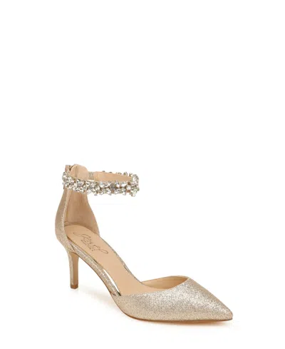 JEWEL BADGLEY MISCHKA WOMEN'S RALEIGH RHINESTONE ANKLE STRAP EVENING PUMPS