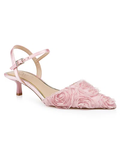 Jewel Badgley Mischka Women's Selene Kitten Heel Dress Pumps In Pink Chiffon
