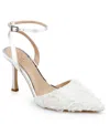 Jewel Badgley Mischka Shannon Pointed Toe Ankle Strap Pump In Ivory Chiffon
