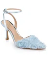 Jewel Badgley Mischka Shannon Pointed Toe Ankle Strap Pump In Sky Blue Chiffon