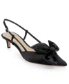 Jewel Badgley Mischka Favor Ankle Strap Pointed Toe Kitten Heel Pump In Black Satin
