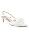 Jewel Badgley Mischka Shoshana Pointed Toe Slingback Pump In Ivory Satin