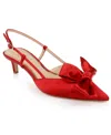 Jewel Badgley Mischka Shoshana Pointed Toe Slingback Pump In Red Satin