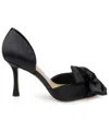Jewel Badgley Mischka Women's Sidney Slip On Evening Bow Pumps In Black Satin