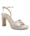 Jewel Badgley Mischka Women's Skylar Round Toe Platform Sandals In Champagne Satin