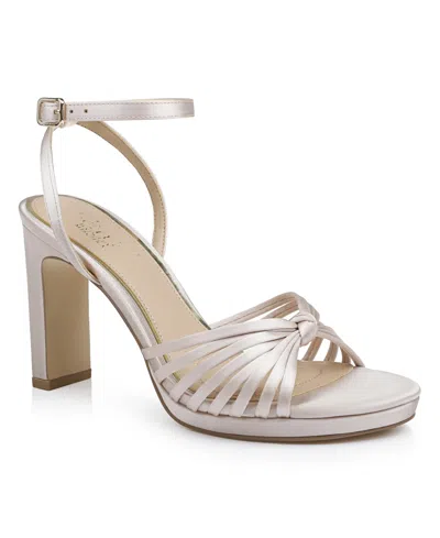 Jewel Badgley Mischka Women's Skylar Round Toe Platform Sandals In Champagne Satin