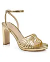 Jewel Badgley Mischka Skylar Ankle Strap Sandal In Gold Metallic Leather