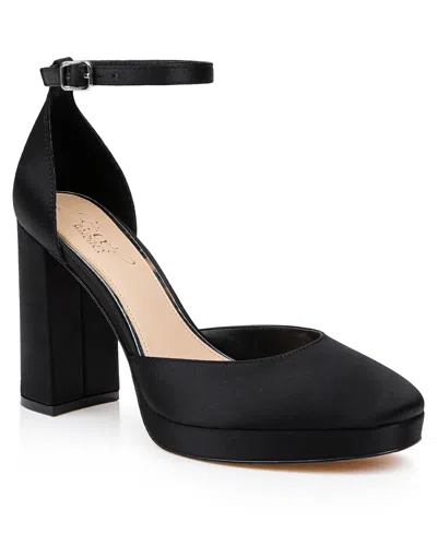 Jewel Badgley Mischka Women's Stephanie Closed Toe Platform Pumps In Black Satin