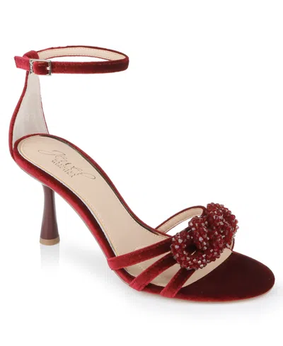 Jewel Badgley Mischka Women's Tailani Ankle Strap Sandals In Bordo Velvet