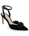 Jewel Badgley Mischka Women's Tailynn Ornamented Ankle Strap Pumps In Black Velvet