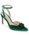 Jewel Badgley Mischka Yanna Pointed Toe Pump In Green Crush Velvet