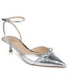 Jewel Badgley Mischka Women's Talasia Kitten Heel Pumps In Silver Metallic Leather
