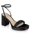 Jewel Badgley Mischka Teddi Womens Embellished Textured Block Heels In Black Satin