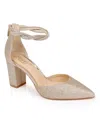 Jewel Badgley Mischka Tinsley Ankle Strap Pointed Toe Pump In Gold Glitter