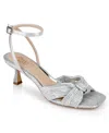 Jewel Badgley Mischka Silfab Womens Bow Manmade Ankle Strap In Silver