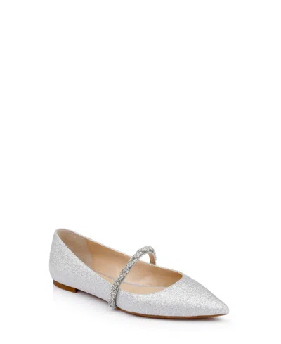 Jewel Badgley Mischka Women's Vana Pointed Toe Evening Flats In Silver Glitter