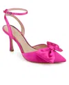 Jewel Badgley Mischka Yanna Pointed Toe Pump In Hot Pink Satin