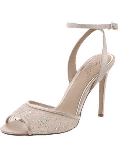 Jewel Badgley Mischka Womens Ankle Strap Peep Toe Heels In Pink