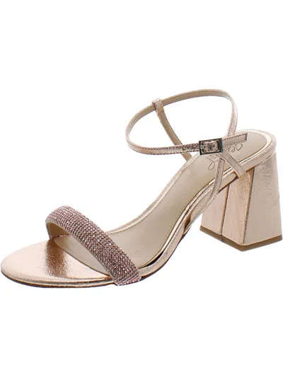 Jewel Badgley Mischka Womens Embellished Evening Block Heel In Beige