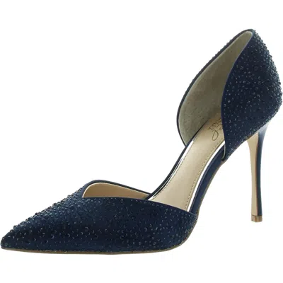 Jewel Badgley Mischka Womens Embellished Slingback Heels In Blue